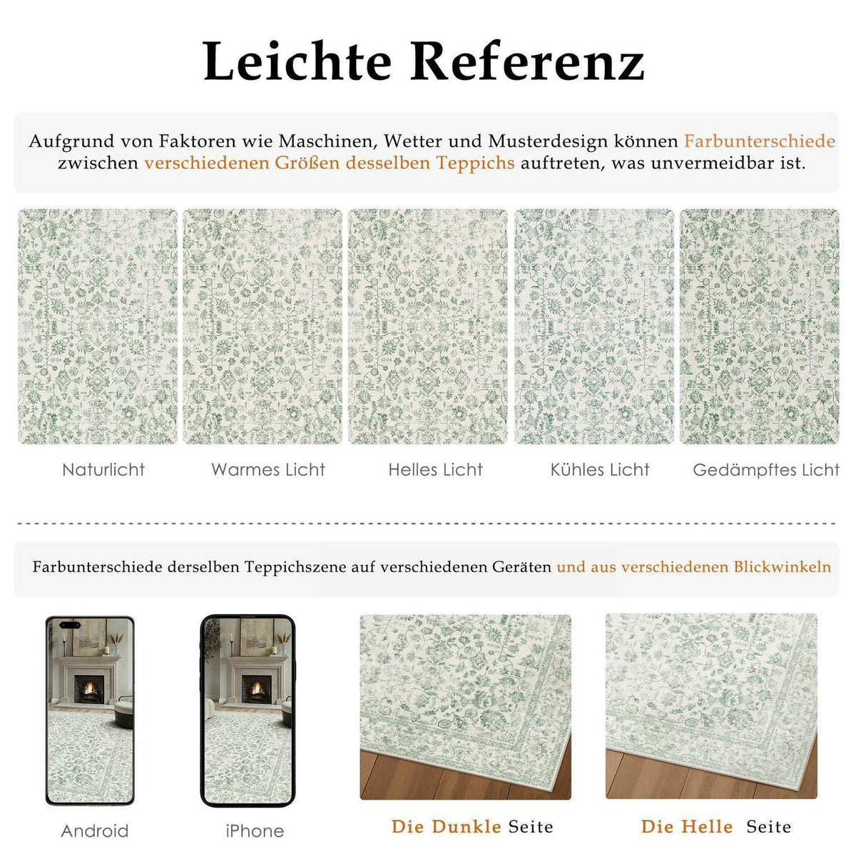 Grüner Wohnzimmerteppich 200x300cm – Waschbar & Rutschfest