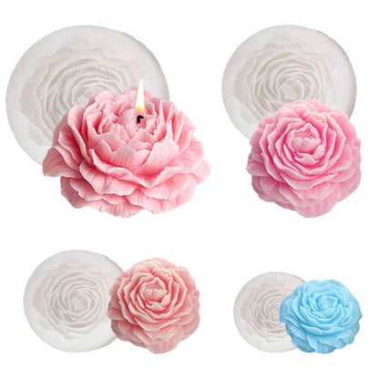 Silikonform Blumen 4er Set – Gießformen Rosen für Kerzen & Gips