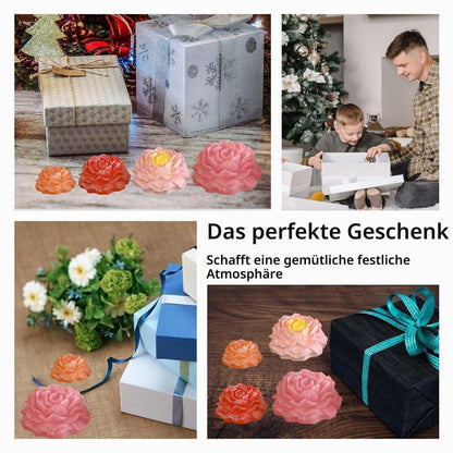 Silikonform Blumen 4er Set – Gießformen Rosen für Kerzen & Gips