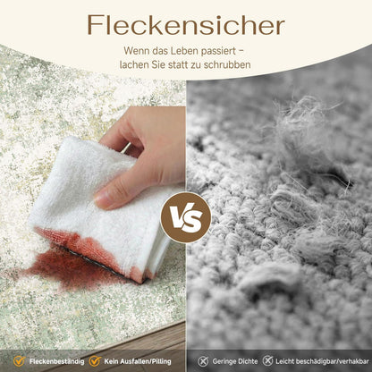 Grüner Abstrakt Teppich 160x230cm – Waschbar & Rutschfest