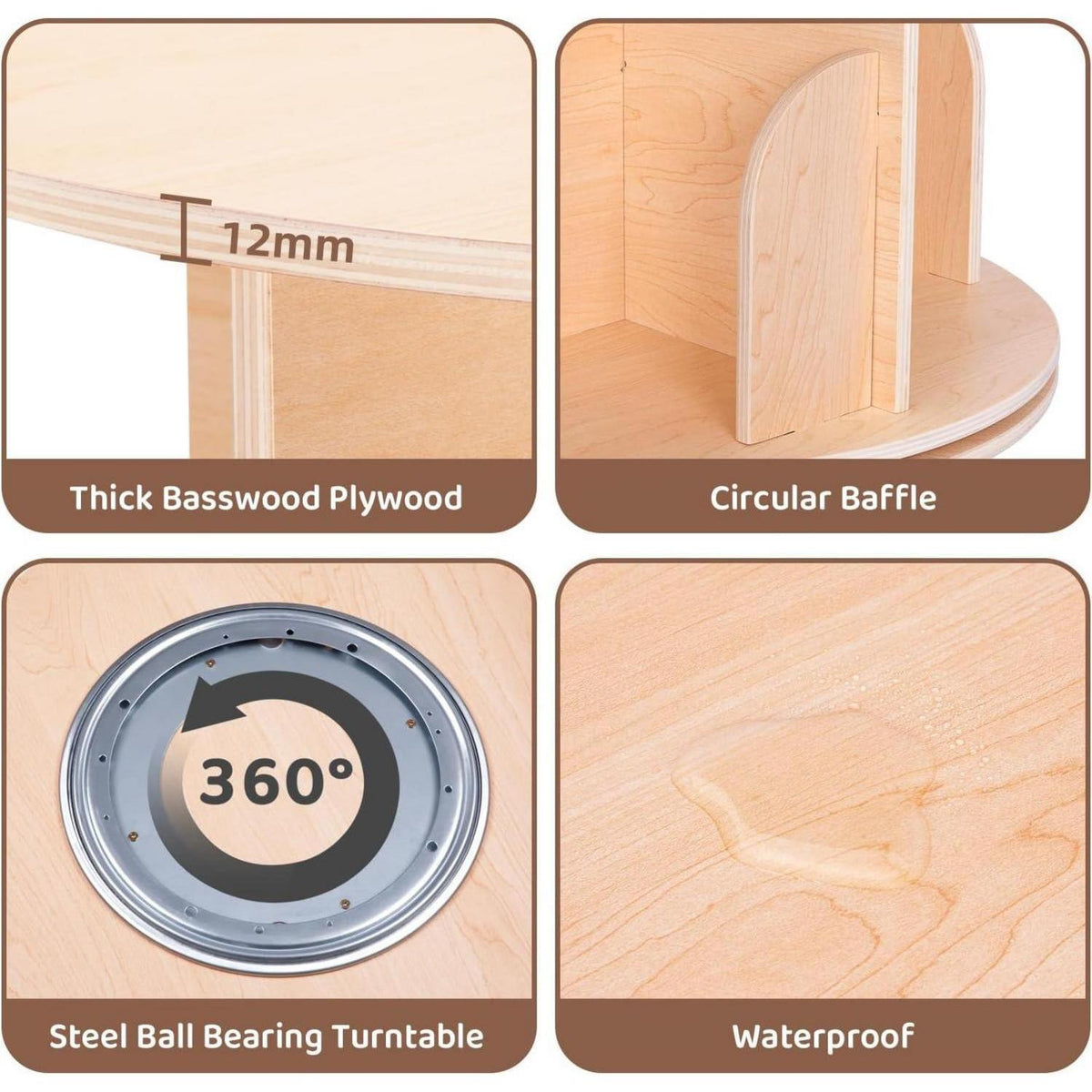 Drehbares Bücherregal Holz 4 Etagen – Eckregal 360°
