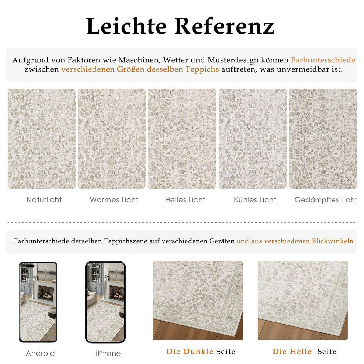 Creme Teppich Wohnzimmer 200x300cm – Waschbar & Rutschfest