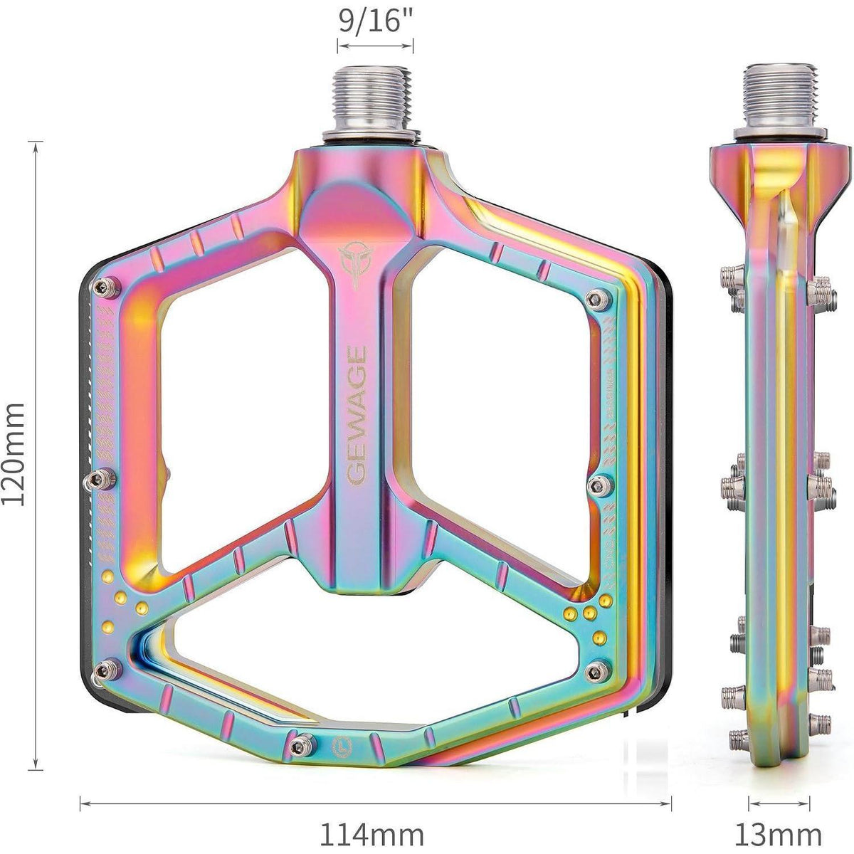 MTB Pedale Profi-Edition – CNC Aluminium, Ultraflach, Rainbow Matte