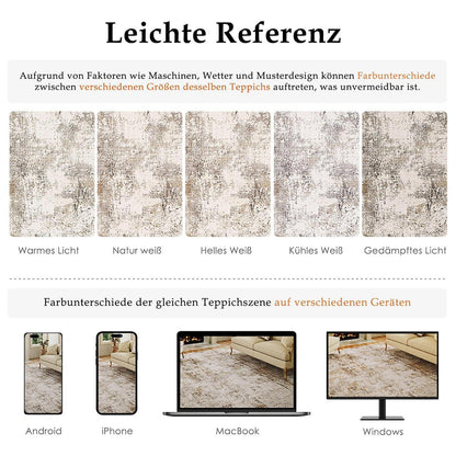 Läufer Teppich Braun Grau 80x400cm – Waschbar & Rutschfest