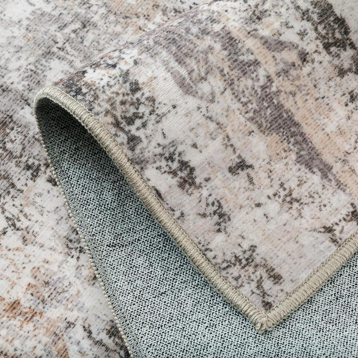Läufer Teppich Braun Grau 80x400cm – Waschbar & Rutschfest