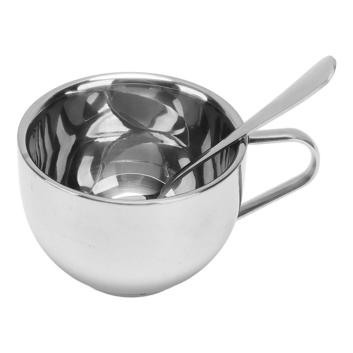 Edelstahl Kaffeetassen Set 180ml – 4er Set mit Löffel & Untertasse