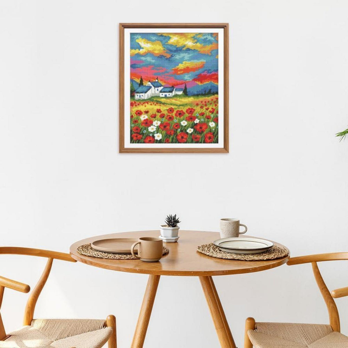 Kreuzstich Set Blumenmotiv 40x50cm – Vorgedruckt für Anfänger