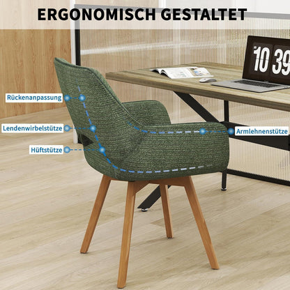 Drehbarer Esszimmerstuhl Set (4x) – Grün mit Holzbeinen