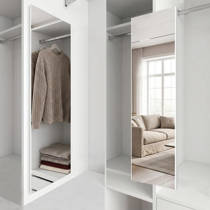 Buchsicherer Schiebespiegel für Kleiderschrank, Weiß