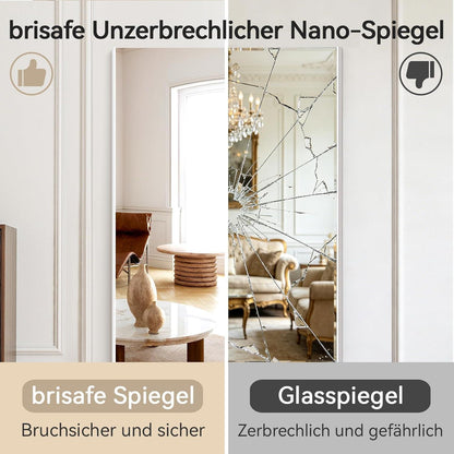 Buchsicherer Schiebespiegel für Kleiderschrank, Weiß