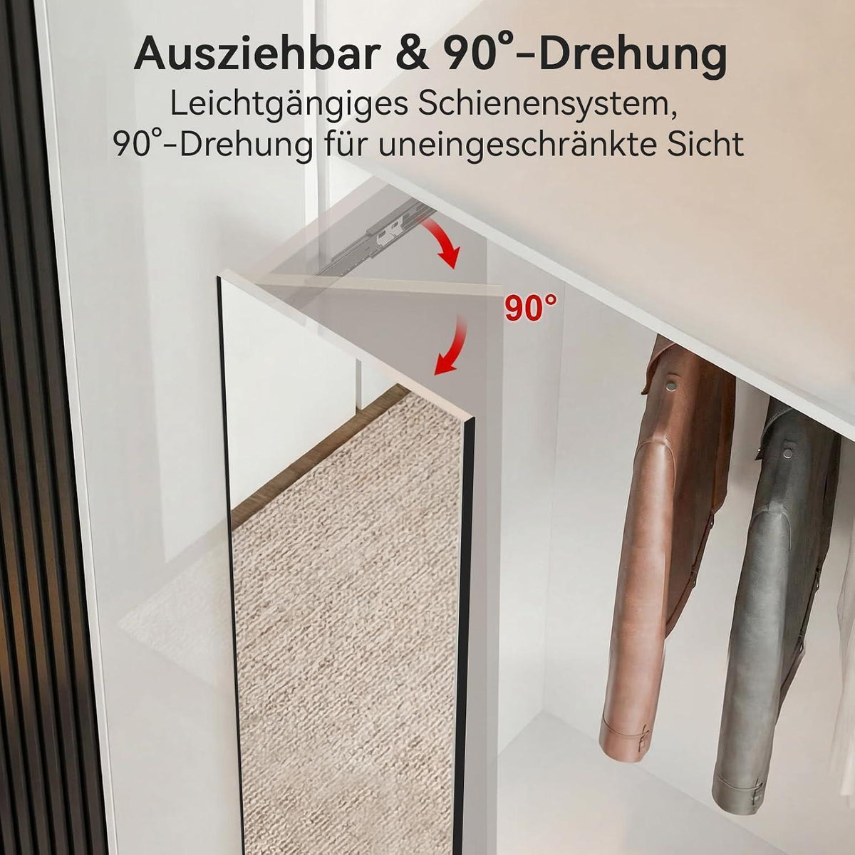 Brisafe Schiebespiegel für Kleiderschrank – Bruchsicher & Ausziehbar