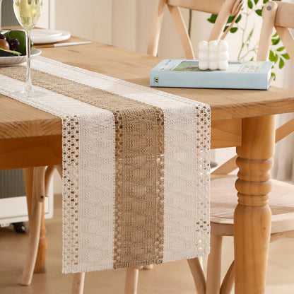 Tischläufer Makramee Jute Natur Boho 30 x 80 cm