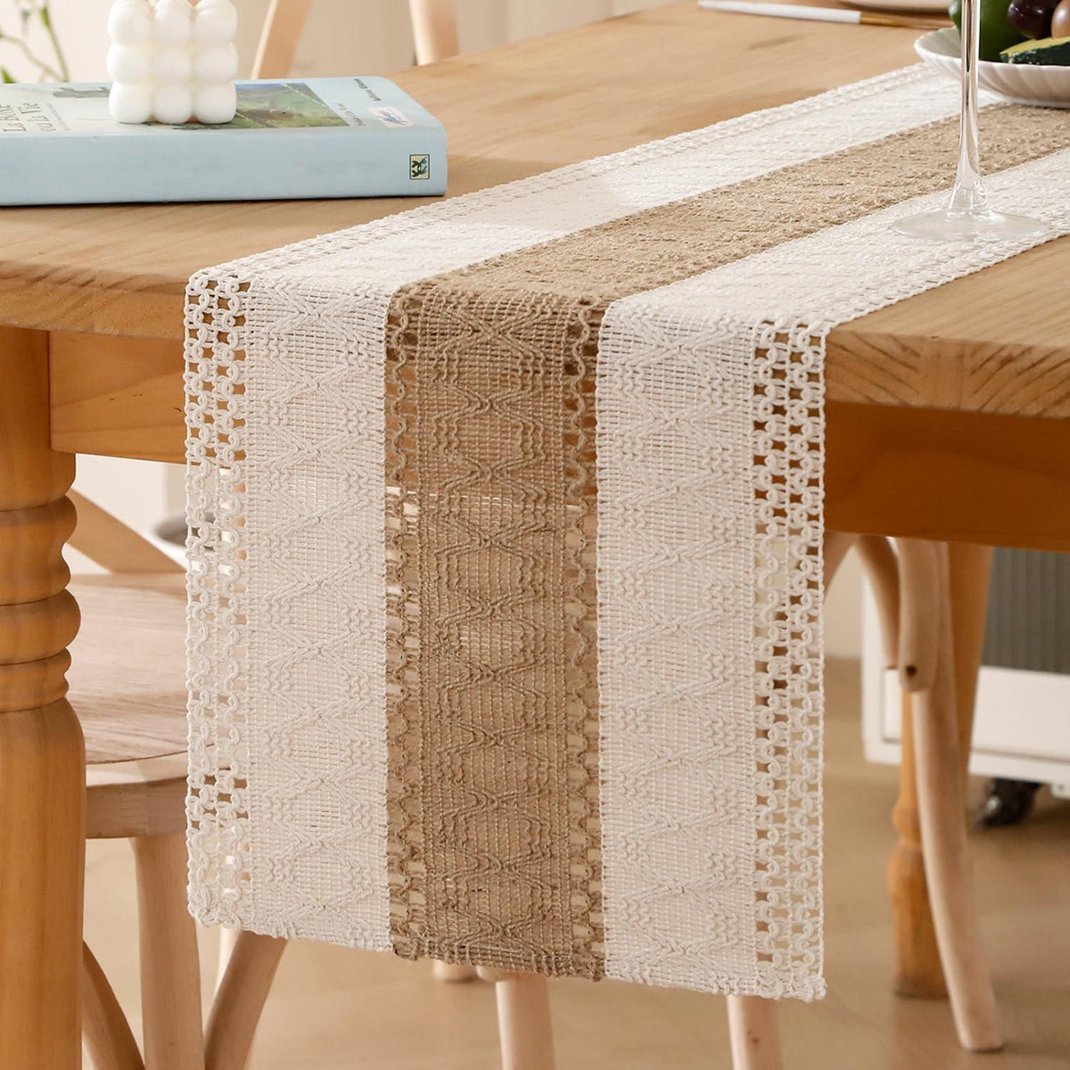 Tischläufer Makramee Jute Natur Boho 30 x 80 cm