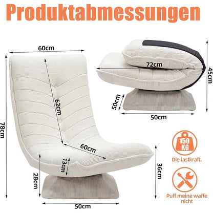 Verstellbarer Bodenstuhl Relaxsessel Beige – 360° Drehbar & Klappbar