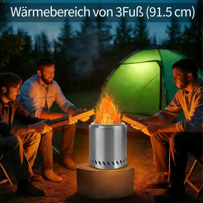 Feuerschale Edelstahl 22cm – Tragbarer Outdoor Feuerkorb