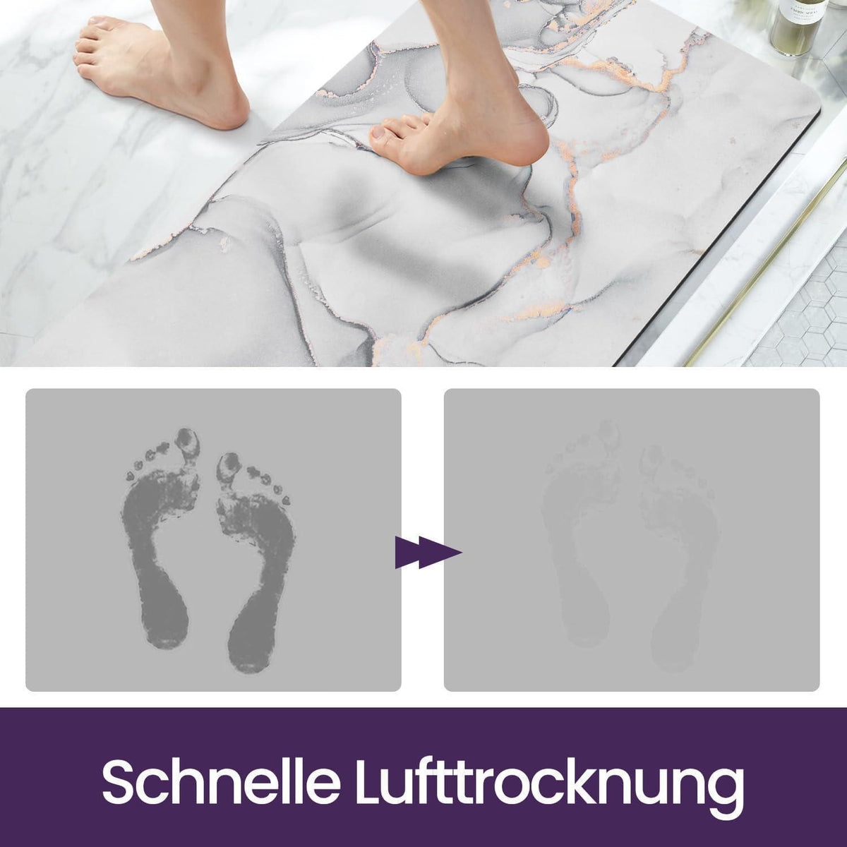 Rutschfeste Badematte 50x80 cm - Super Saugfähig & Schnelltrocknend