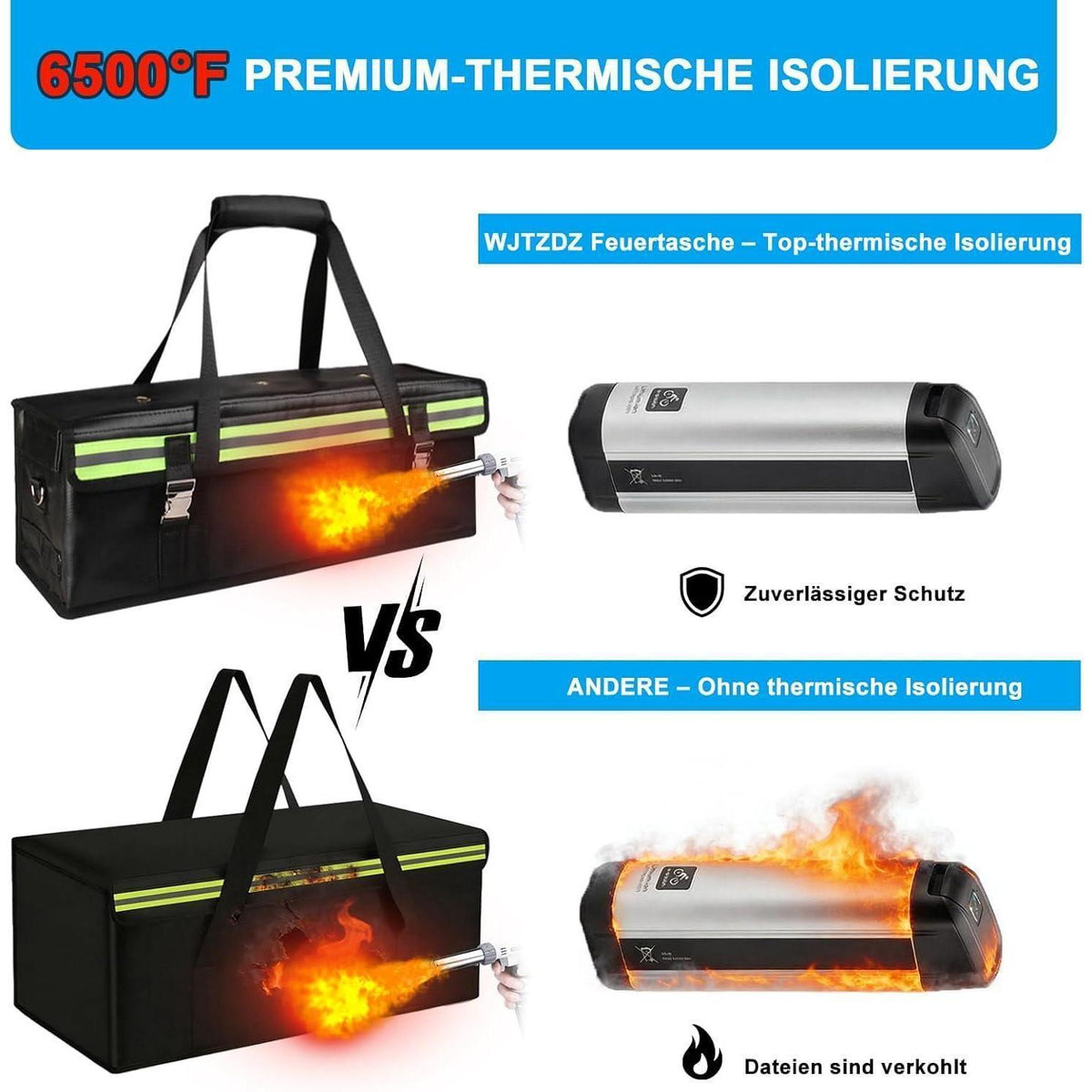 E-Bike Akku Tasche Extragroß, Feuerfest & Explosionsgeschützt