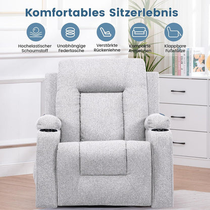 Relaxsessel Stoff Hellgrau mit Verstellbarer Liegefunktion