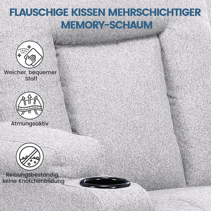 Relaxsessel Stoff Hellgrau mit Verstellbarer Liegefunktion