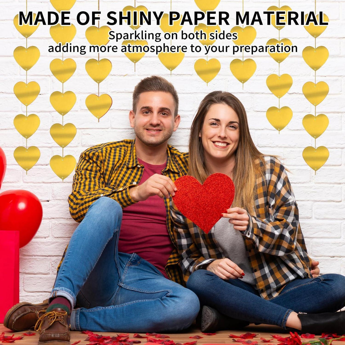 Goldene Herz Girlande 4m – Romantische Dekoration für Hochzeit & Party