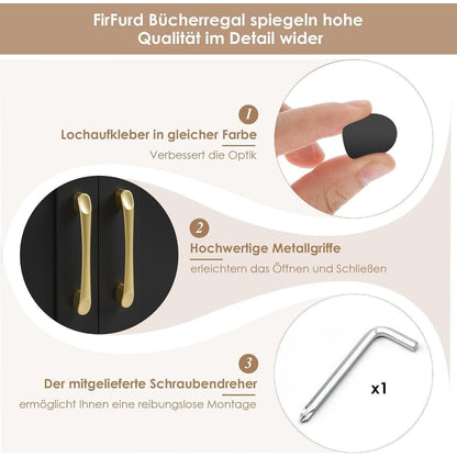 Hochschrank mit Türen & 15 Fächern – Bücherregal 209 cm