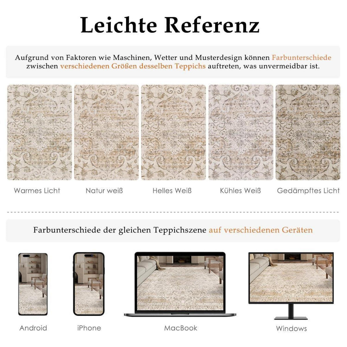 Vintage Teppich 240x300cm Beige – Waschbar & Robust für Wohnzimmer