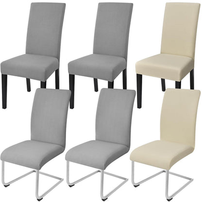 Elastische Stuhlhussen 6er Set - Hellgrau & Beige