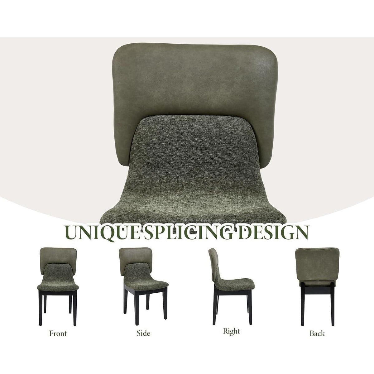 Esszimmerstühle Set 4 Grün, Polsterstuhl Holzbeine Modern