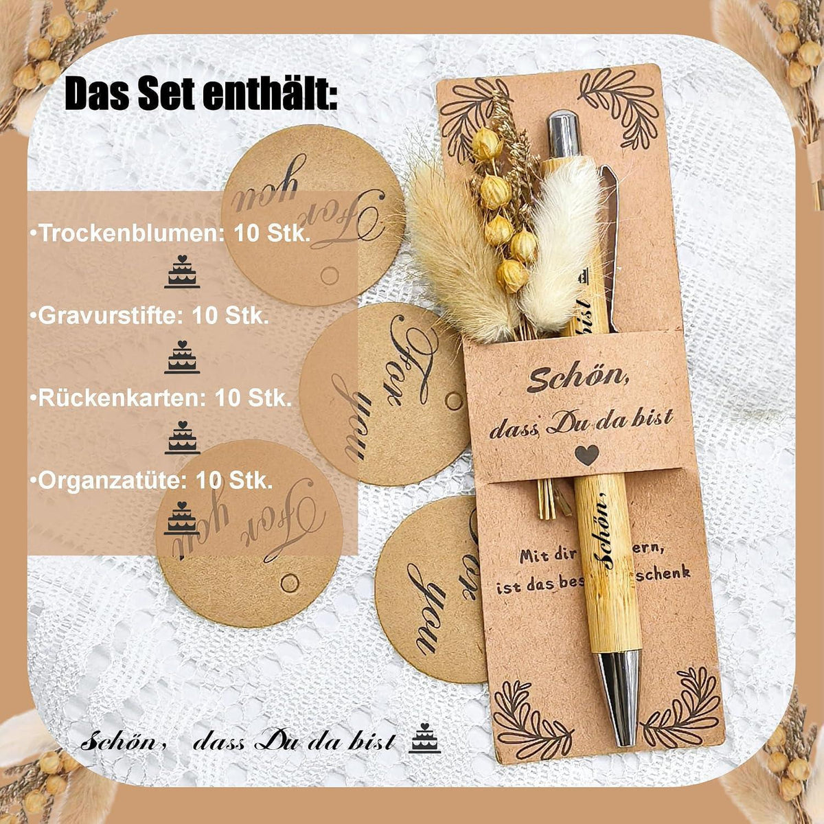 10er Set Gastgeschenke Geburtstag – Dankeschön Kugelschreiber