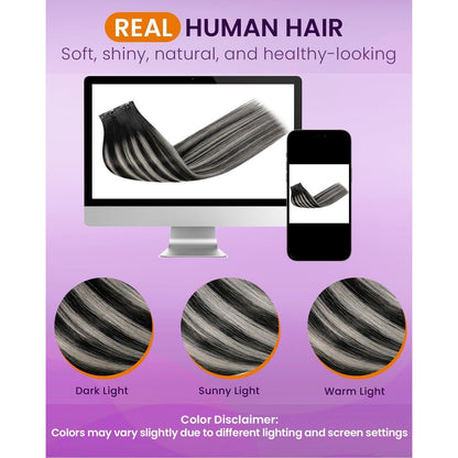 Echthaar Clip-Ins Schwarz/Braun/Blond – 40cm, 80g