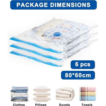 Vakuumbeutel 6er Set | Platzsparende Aufbewahrung für Kleidung & Bettwäsche