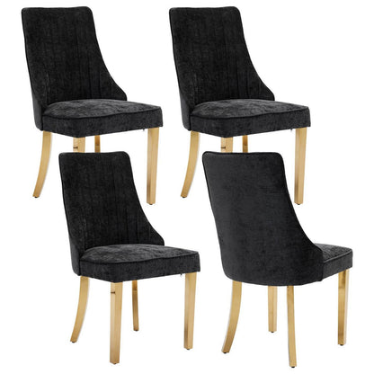 Bequeme Esszimmerstühle 4er Set mit Stoffbezug & Goldbeinen