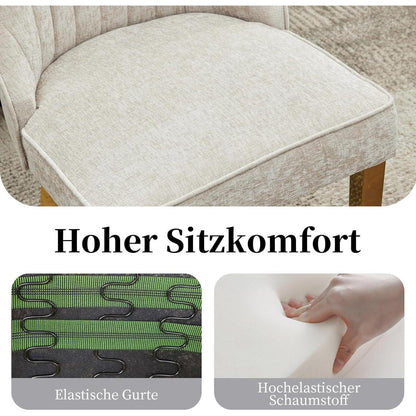 Bequeme Esszimmerstühle 2er-Set, Beige mit Goldbeinen