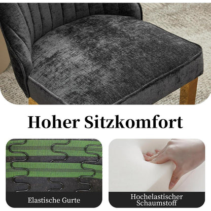 Esszimmerstühle 2er Set, Stoff & Goldene Edelstahlbeine