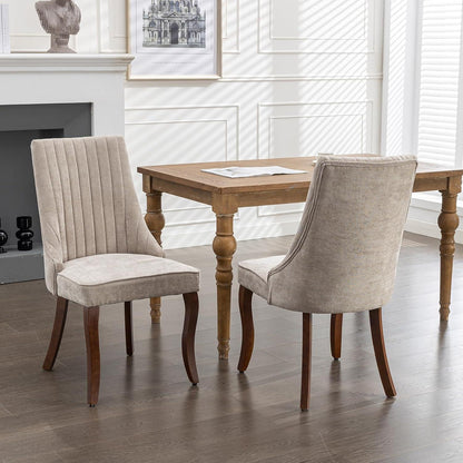 Esszimmerstühle 6er Set, Beige, Massivholzbeine & Komfort