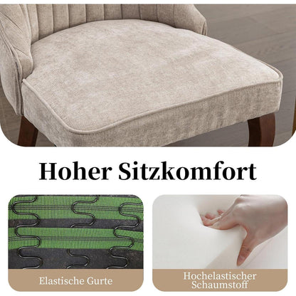 Esszimmerstühle 6er Set, Beige, Massivholzbeine & Komfort