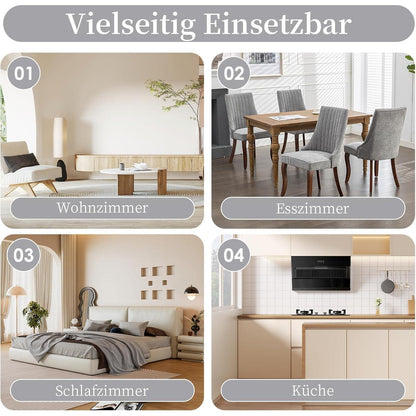 Esszimmerstühle 2er Set Grau, Stoff & Massivholz
