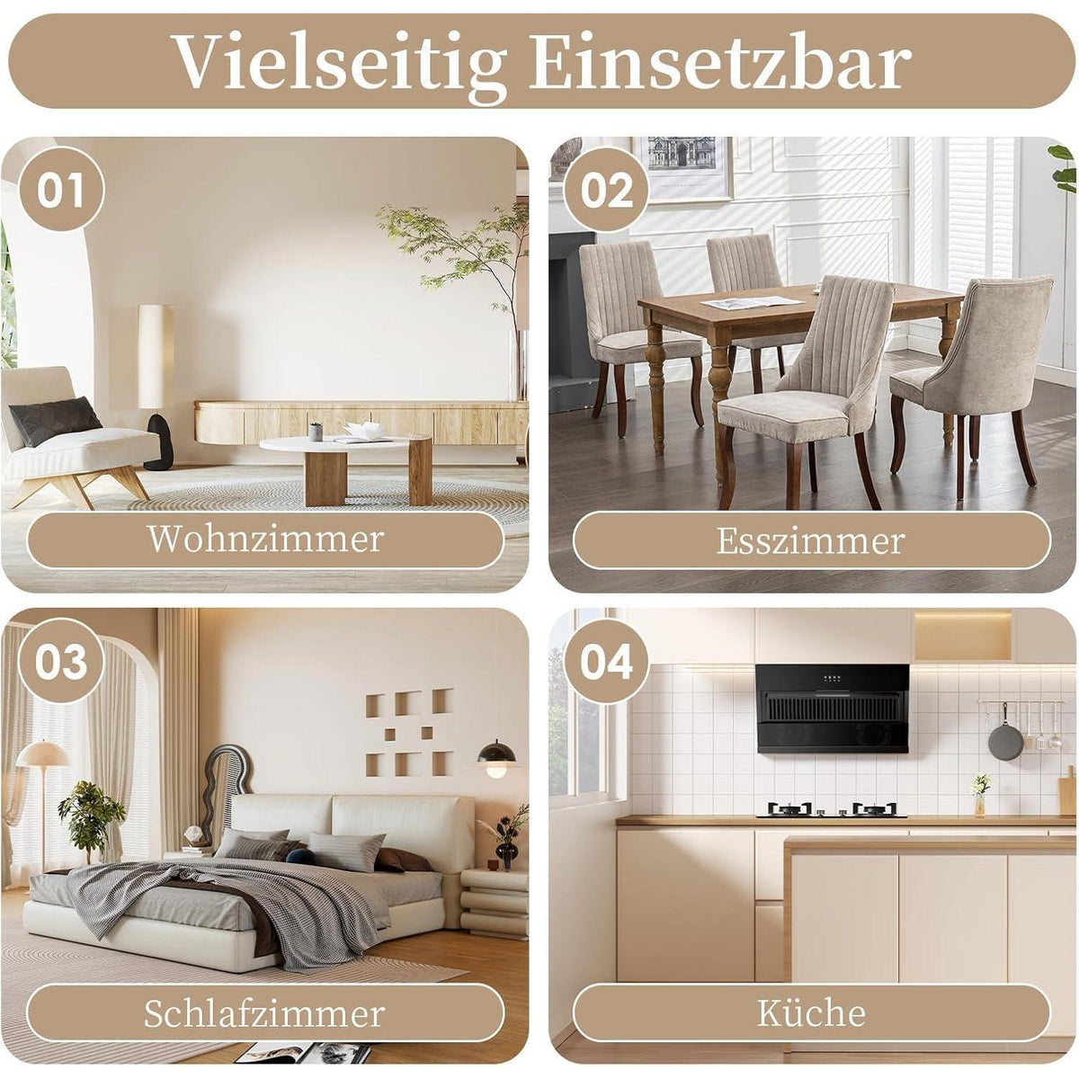 Esszimmerstühle Set 4er – Bequeme Polsterstühle Beige