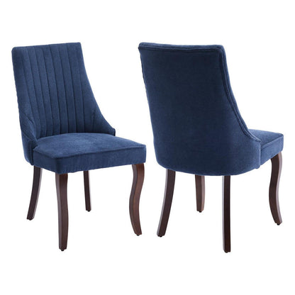 Bequeme Esszimmerstühle 2er Set, Blau mit Massivholzbeinen