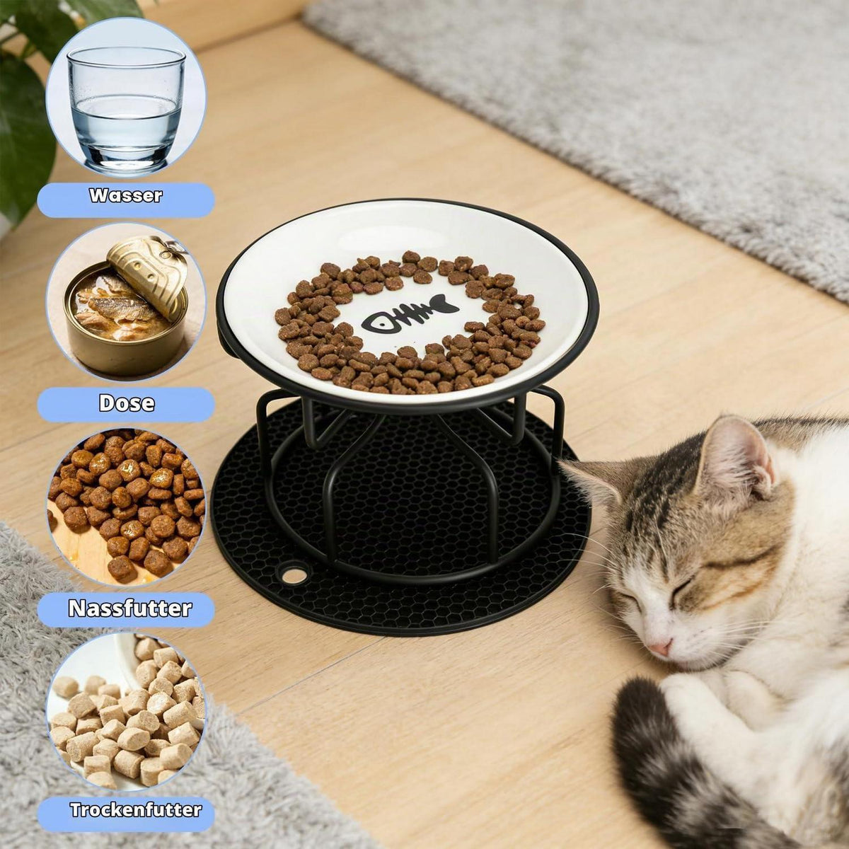 Erhöhter Katzennapf Set Keramik – Rutschfest & Nackenschutz