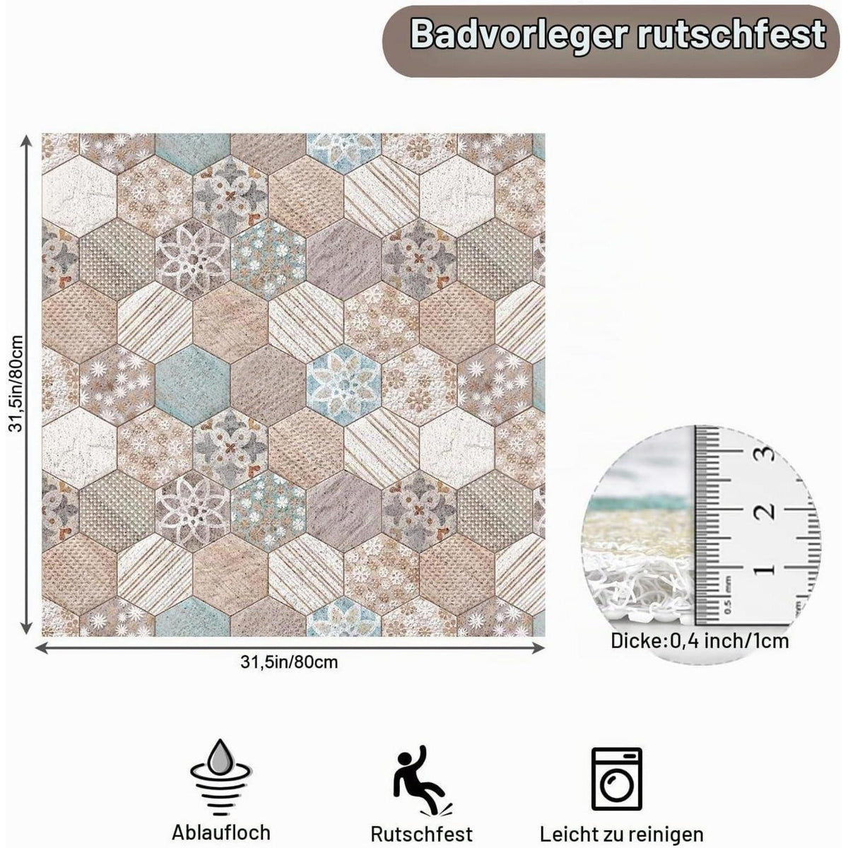 Rutschfeste Duschmatte 80x80 cm – PVC Luffa Massage Matte