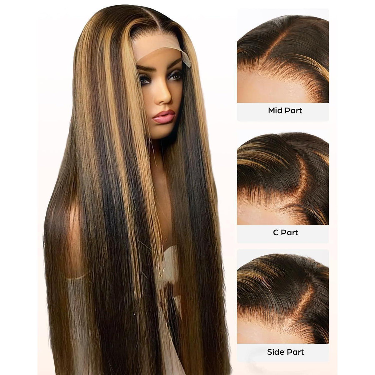 Echthaar Perücke 2/27 Highlight, 32 Zoll, Lace Front