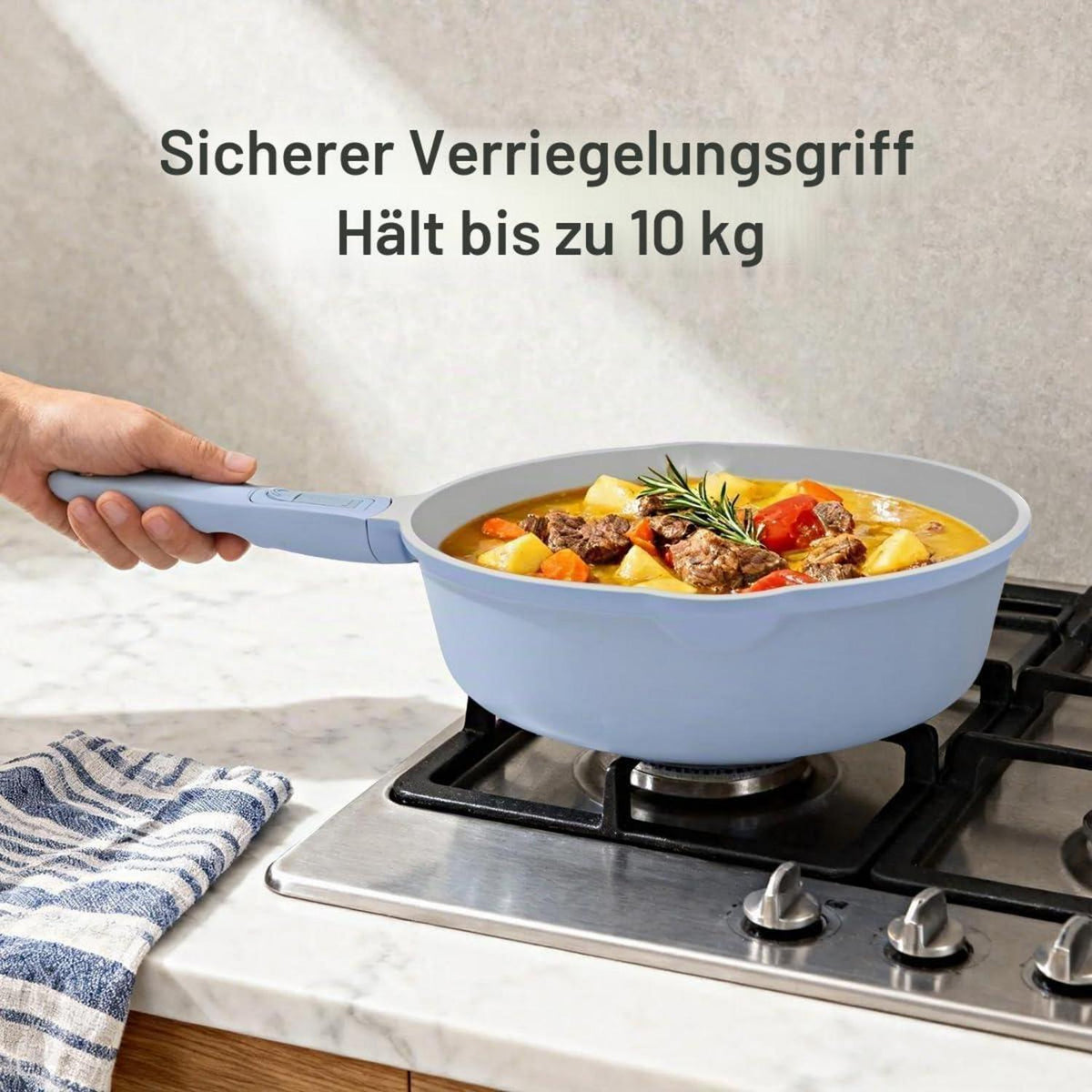 7-teiliges Antihaft Kochgeschirr-Set Blau