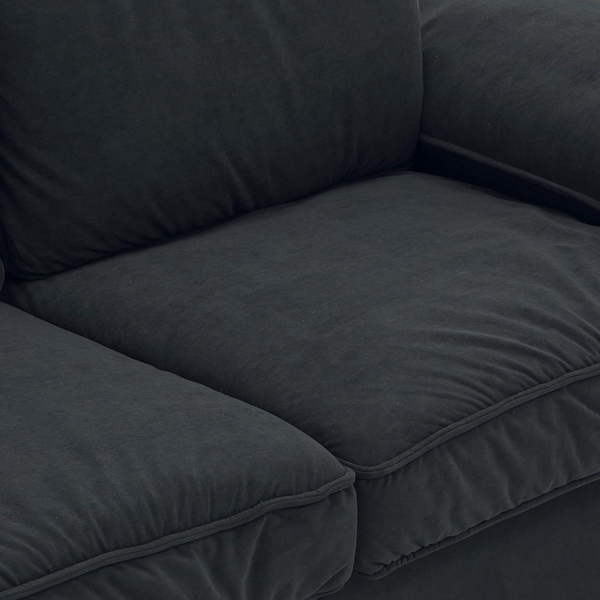 2-Sitzer Couch Schwarz mit Stauraum & Velvet