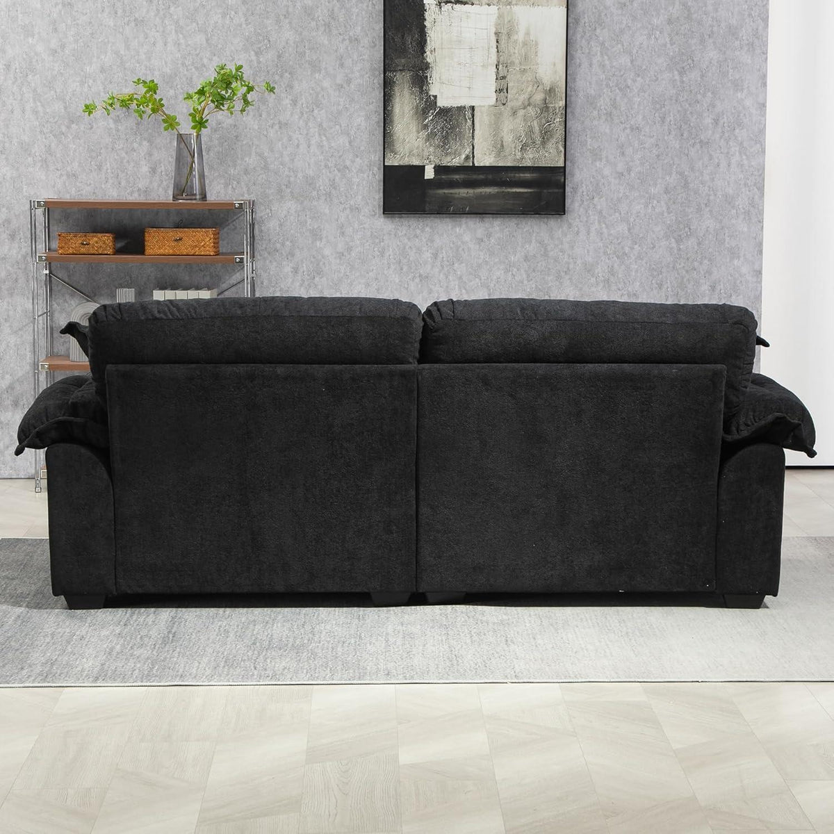 Modernes 2-Sitzer Sofa Schwarz – Chenille Lounge Sofa