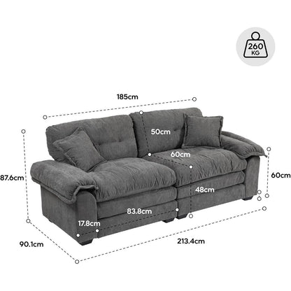 Modernes 2-Sitzer Sofa mit Memory-Schaum & Taschenfedern (Grün)