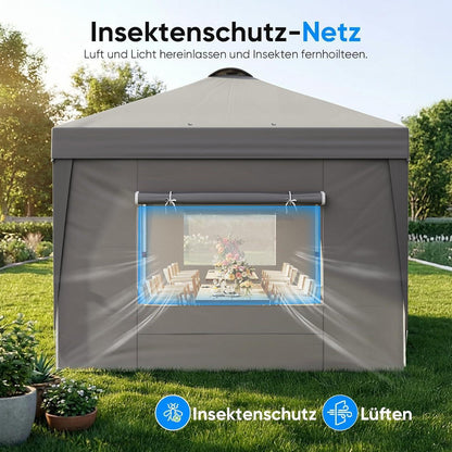 Faltpavillon 3x6m wasserdicht mit Seitenwänden & UV-Schutz