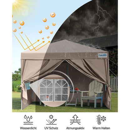 Faltpavillon 2x2m wasserdicht mit Seitenwänden & UV-Schutz