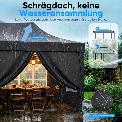 Faltpavillon 3x6m wasserdicht – Partyzelt mit Seitenwänden