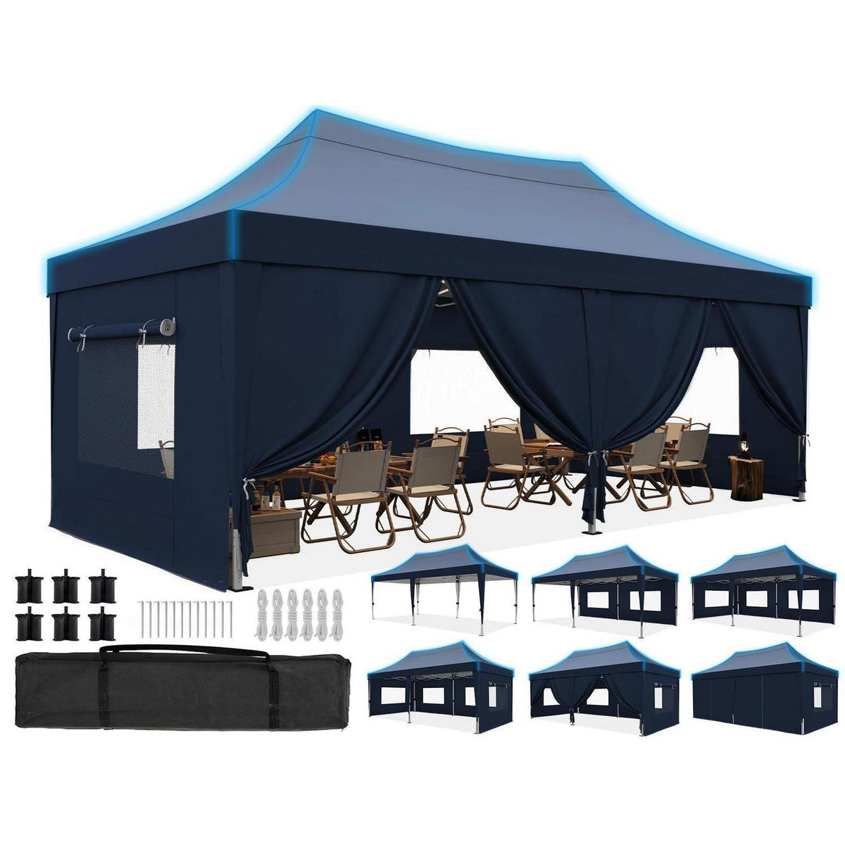 Faltpavillon 3x6m wasserdicht – Partyzelt mit Seitenwänden & UV-Schutz